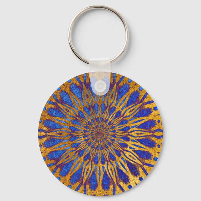 Chaveiro Elegante Clássico Roxo Dourado Mandala Na moda úni (Frente)