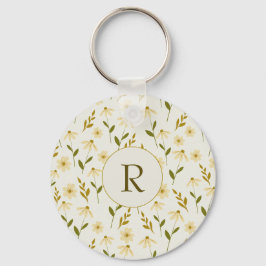 Chaveiro Elegante Daisy Floral Design Ivory Greenery Branch