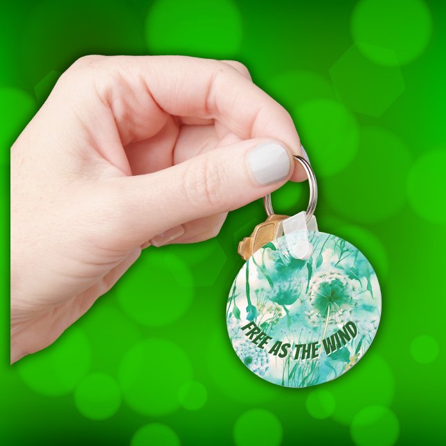 Chaveiro Elegante Dandelion Monograma Verde e Branco | (Criador carregado)