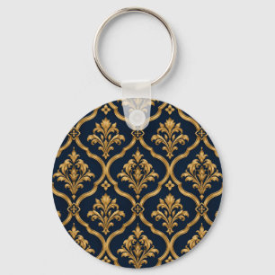 Chaveiro Elegante Design de Motivo Vintage em Damasco Doura