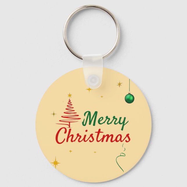 Chaveiro Elegante Design de Natal Feliz (Frente)
