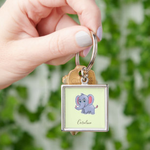 Chaveiro Elegante elefante cinza verde