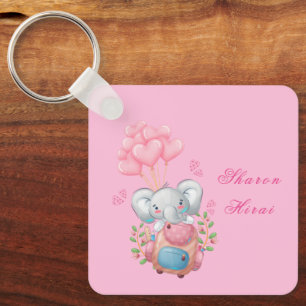 Chaveiro Elegante Elefante Rosa
