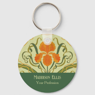 Chaveiro Elegante Floral Verde Feminino Art Nouveau Empresa