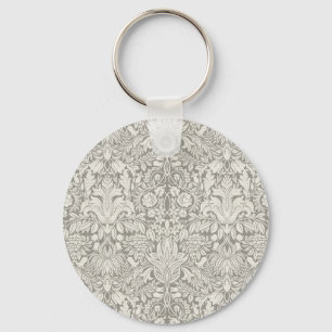 Chaveiro elegante formal brocado de renda damasco branco