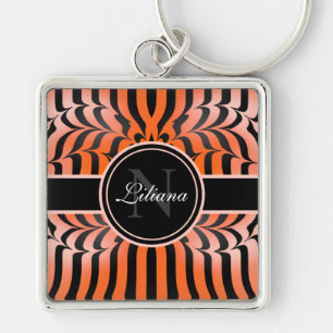 Chaveiro Elegante Impressão de Escórias Estéticas Laranja e
