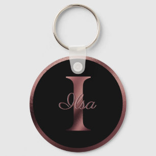 Chaveiro Elegante - Letra negra I, monograma metálico Dour