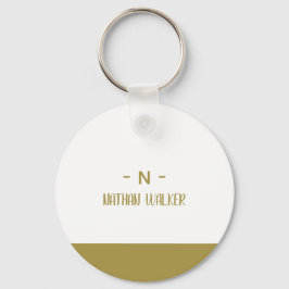 Chaveiro Elegante Monograma Dourado e Cinza I Minimalista E