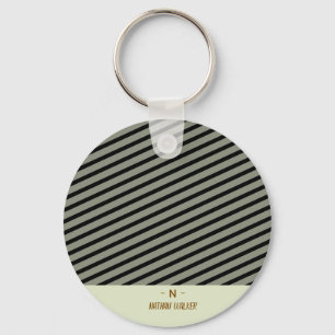 Chaveiro Elegante Monograma Dourado e Cinza I Minimalista E