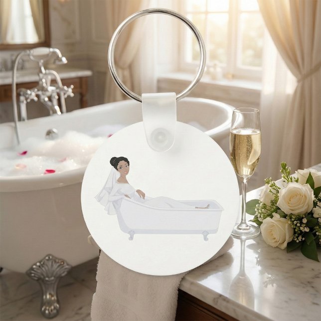 Chaveiro Elegante Noiva Relaxando em Bathtub Wedding Design (Criador carregado)