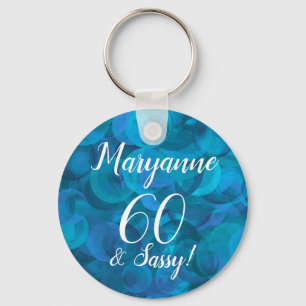 Chaveiro Elegante Ocean Blue 60 e Sassy Birthday Name