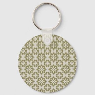 Chaveiro Elegante padrão repetitivo Fleur de Lis verde oliv