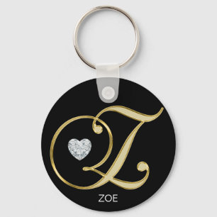 Chaveiro Elegante Personalizado Dourado Monograma Z