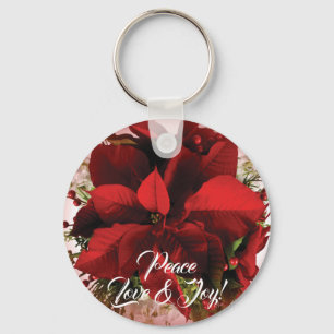 Chaveiro Elegante Poinsettia de Natal Vermelho
