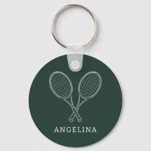Chaveiro Elegante Raquete Verde Nome Personalizado Amante d