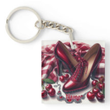 Elegante Red High Heels com Cereja