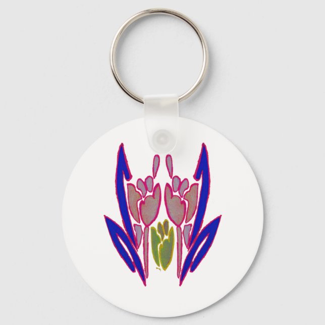 Chaveiro Elegante Rosa Watercolor Art Impressão (Frente)