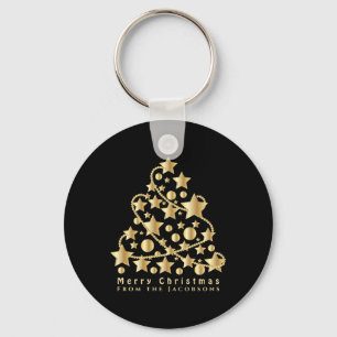 Chaveiro Elegante Roteiro Feliz Natal Estrela Dourada Preta