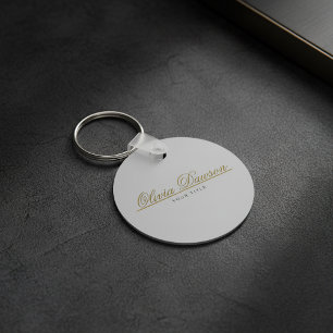 Chaveiro Elegante Rótulo Dourado Minimalista