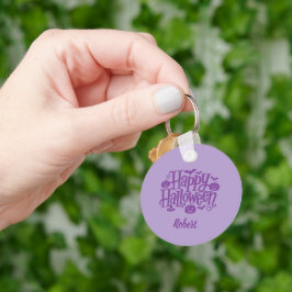 Chaveiro Elegante roxo Nome personalizado Halloween