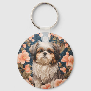 Chaveiro Elegante Shih Tzu Dog William Morris Inspirou