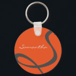 Chaveiro elegante, simples e moderna trendy monograma laran<br><div class="desc">Este design sofisticado e espantoso apresenta o seu monograma numa cinza de aço,  num fundo laranja neon sólido. Simplicidade elegante e pura numa apresentação contemporânea,  esta design faz o dom perfeito para a na moda.</div>