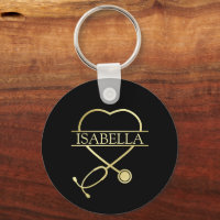 Elegante Stethoscope Black Dourado Add Name