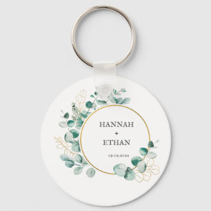 Chaveiro Elegante Verde Folhagem Eucalipto Personalizado
