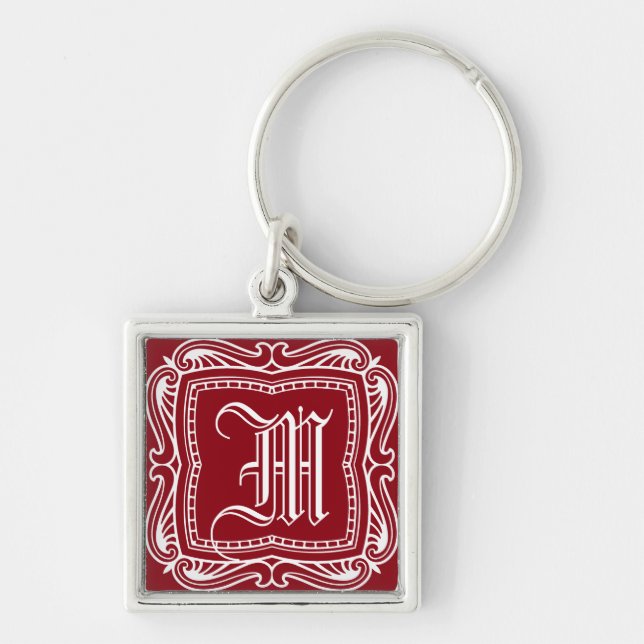 Chaveiro Elegante Vintage Red Monogramas (Frente)