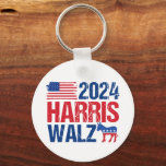 Chaveiro Eleição Americana Donkey Democrata de Harris Walz<br><div class="desc">chaveiro de 2024 Harris Walz com a bandeira americana e o democrata burro vermelho, branco e azul. Votem em Kamala Harris e Tim Walz para presidente e vice-presidente como candidatos do partido democrático. Legal, design patriótico.</div>