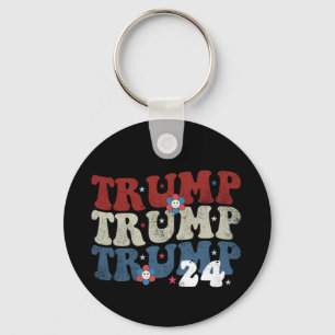 Chaveiro Eleição Trump Retro Groovy Flor 24 2024