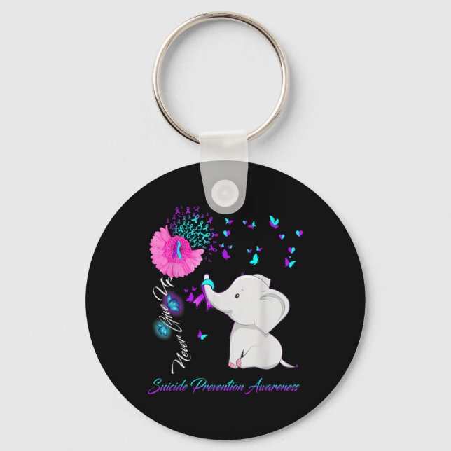 Chaveiro Elephant Suicide Prevention Awareness Ribbon Gif  (Frente)