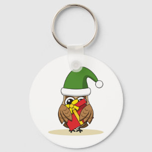 Chaveiro Elf Owl de Natal com Presente