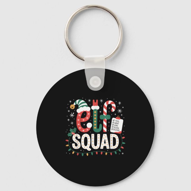 Chaveiro Elf Squad Santa Checklist Christmas Lights Family  (Frente)
