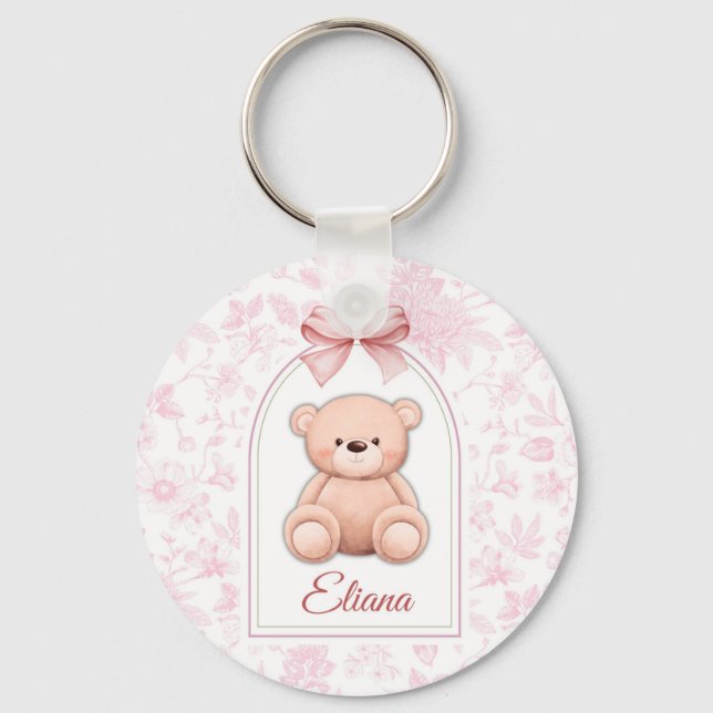 Chaveiro Eliana | Design de Enfermeiro de Urso Rosa Persona (Frente)