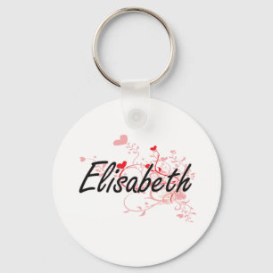 Chaveiro Elisabeth Artitic Name Design com Corações