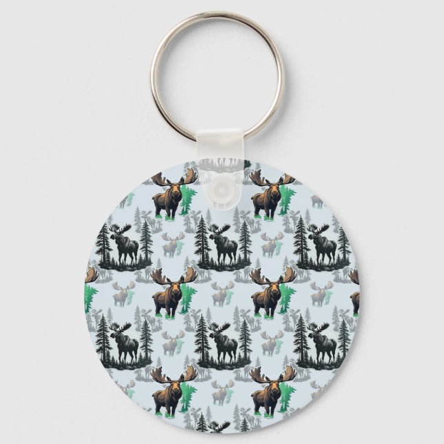 Chaveiro Elk Moose Antlers Deer Pattern Design (Frente)