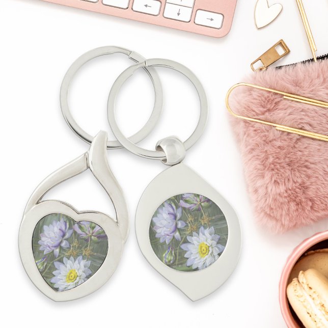 Chaveiro Ellis Rowan Blue Water Lily Vintage Flowers (Criador carregado)