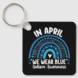 Chaveiro Em Abril Usamos Azul Arco-íris de Consciência do A
