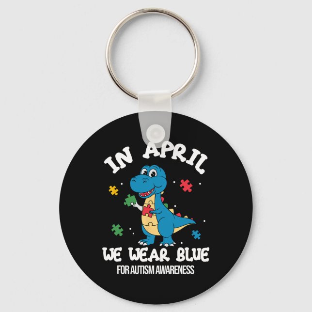 Chaveiro Em Abril Usamos Dinossauro Azul Conscientização do (Frente)