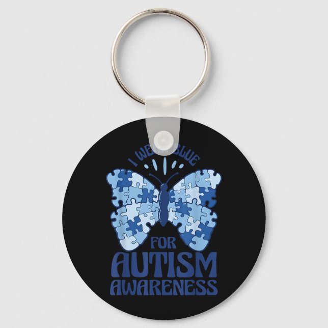 Chaveiro em abril Use Azul para o Mês de Conscientização do (Frente)