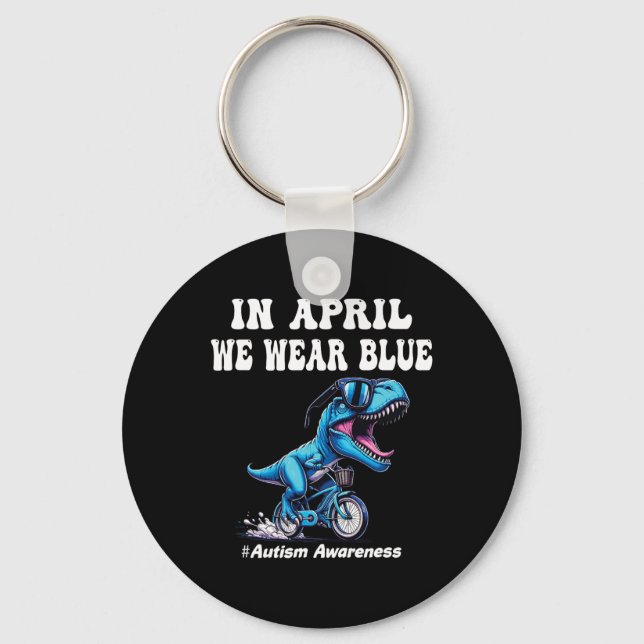 Chaveiro Em abril Vestimos Autismo Azul (Frente)