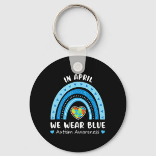 Chaveiro Em abril, Vestimos o Blue Rainbow Autismo Sensibil