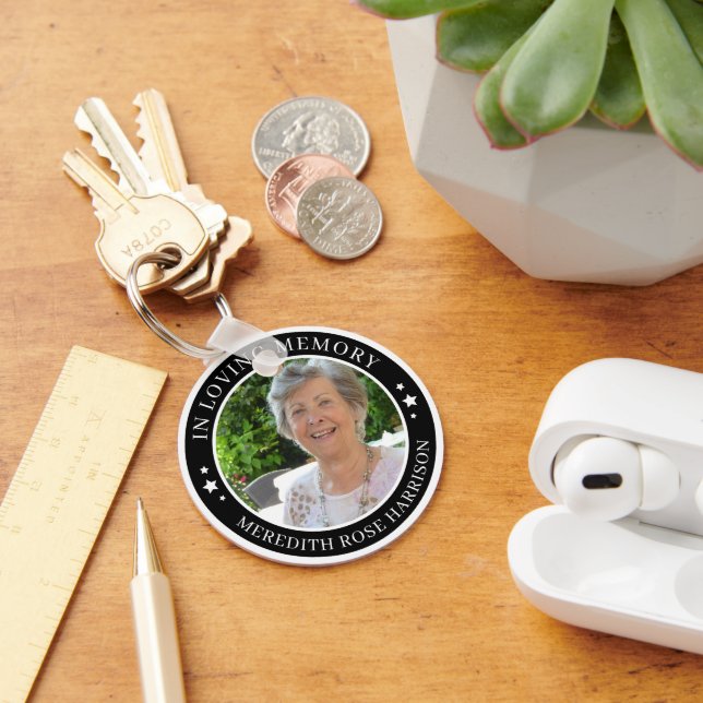 Chaveiro Em Memória Branca Estrelas em Preto Memorial (Mesa)