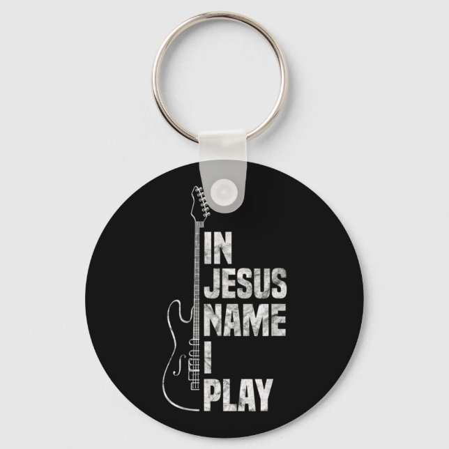 Chaveiro Em Nome De Jesus Eu Toco Guitarra, Violão Cristão (Frente)