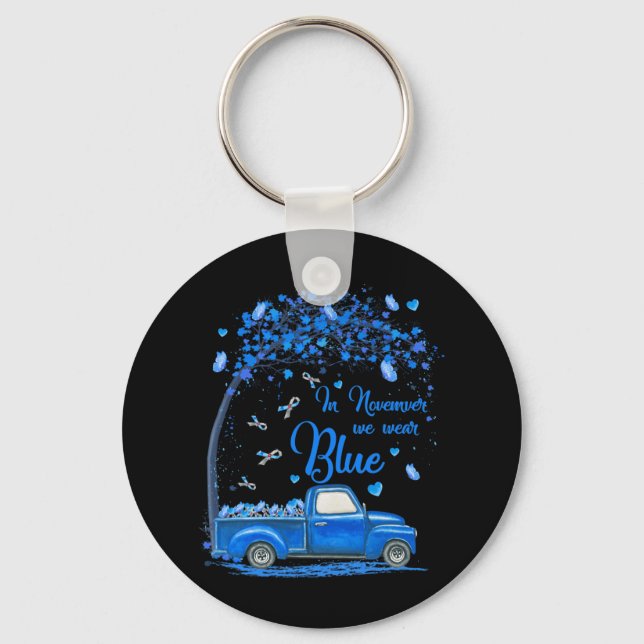 Chaveiro Em novembro, Vestimos Diabetes Azuis De Borboleta (Frente)