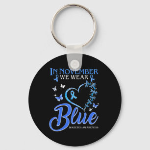 Chaveiro Em novembro Vestimos Diabetes de Borboleta Azul
