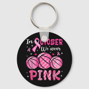 Chaveiro Em outubro Vestimos Cancer A de basquete rosa