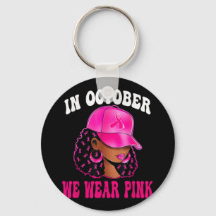 Chaveiro Em outubro, Vestimos Cancer de mama preto-rosa