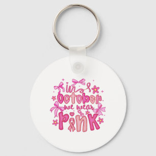 Chaveiro 🎀 Em outubro Vestimos Design cor-de-rosa